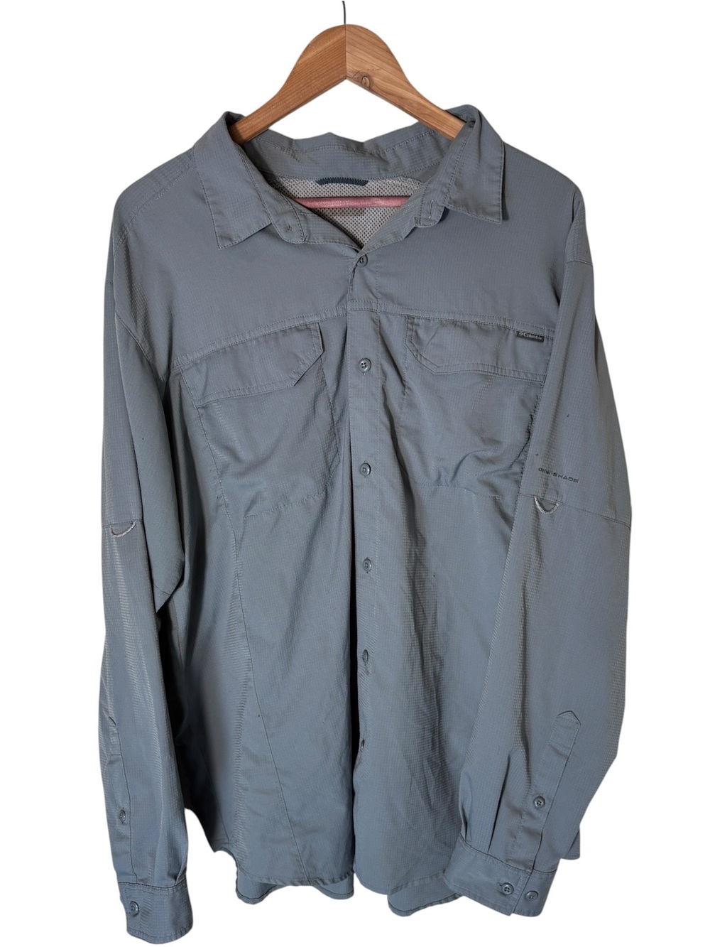 Columbia Omni Shade Gray Outdoor Fishing Shirt Size L